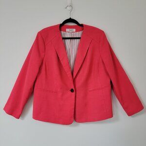 Jones Studio Coral Blazer Linen-Look Size 18W - Classic Workwear Jacket Blazer